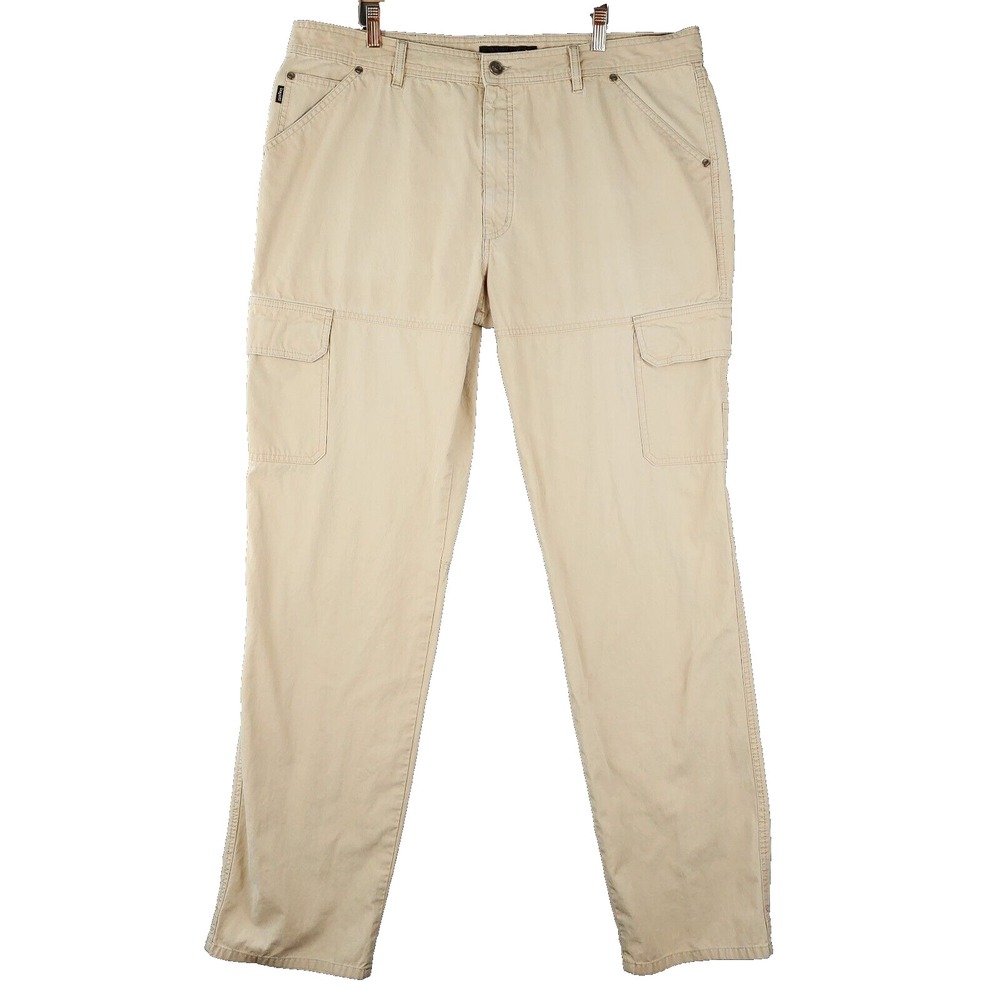 BUGATTI Utility Pants Mens 40x34 Beige High Rise Straight Leg Casual Khaki Cargo